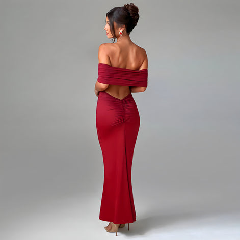 Robe Longue Épaules Dénudées Élégance Noire