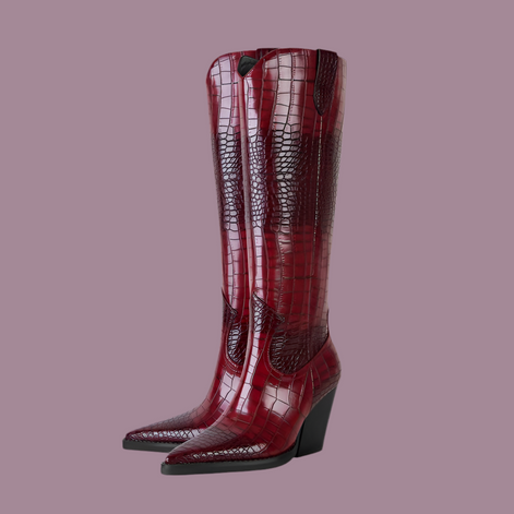 Bottes Hautes Pointues Effet Croco