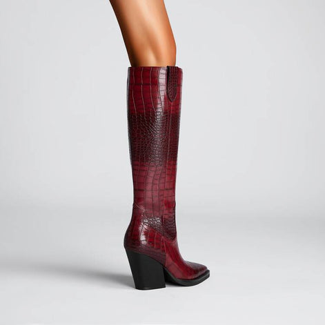 Bottes Hautes Pointues Effet Croco