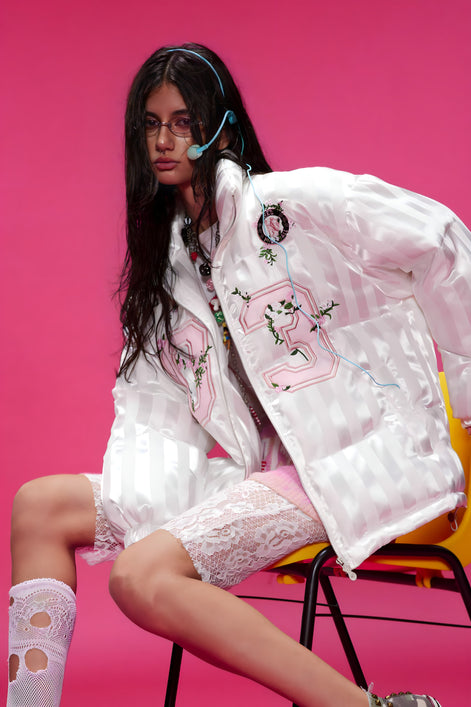 Veste Bomber Satinée Brodée