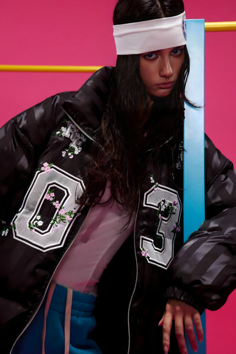 Veste Bomber Satinée Brodée