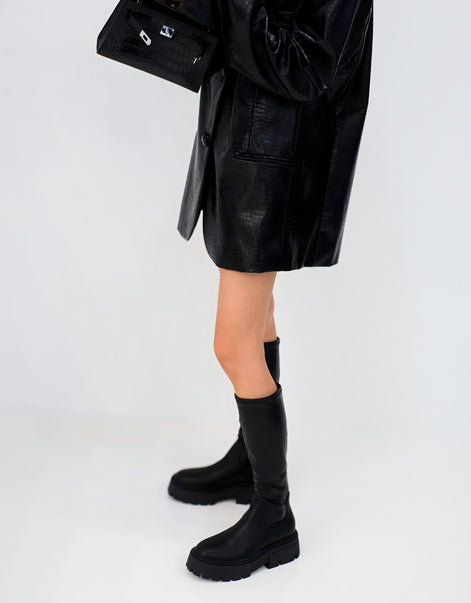 Bottes Hautes Chunky à Semelle Crantée