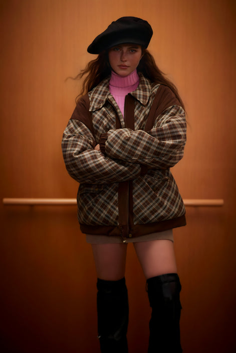 Veste Oversize Carreaux & Velours