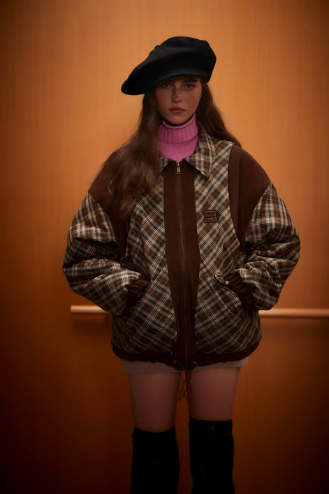 Veste Oversize Carreaux & Velours