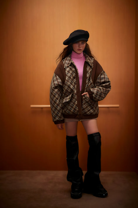 Veste Oversize Carreaux & Velours