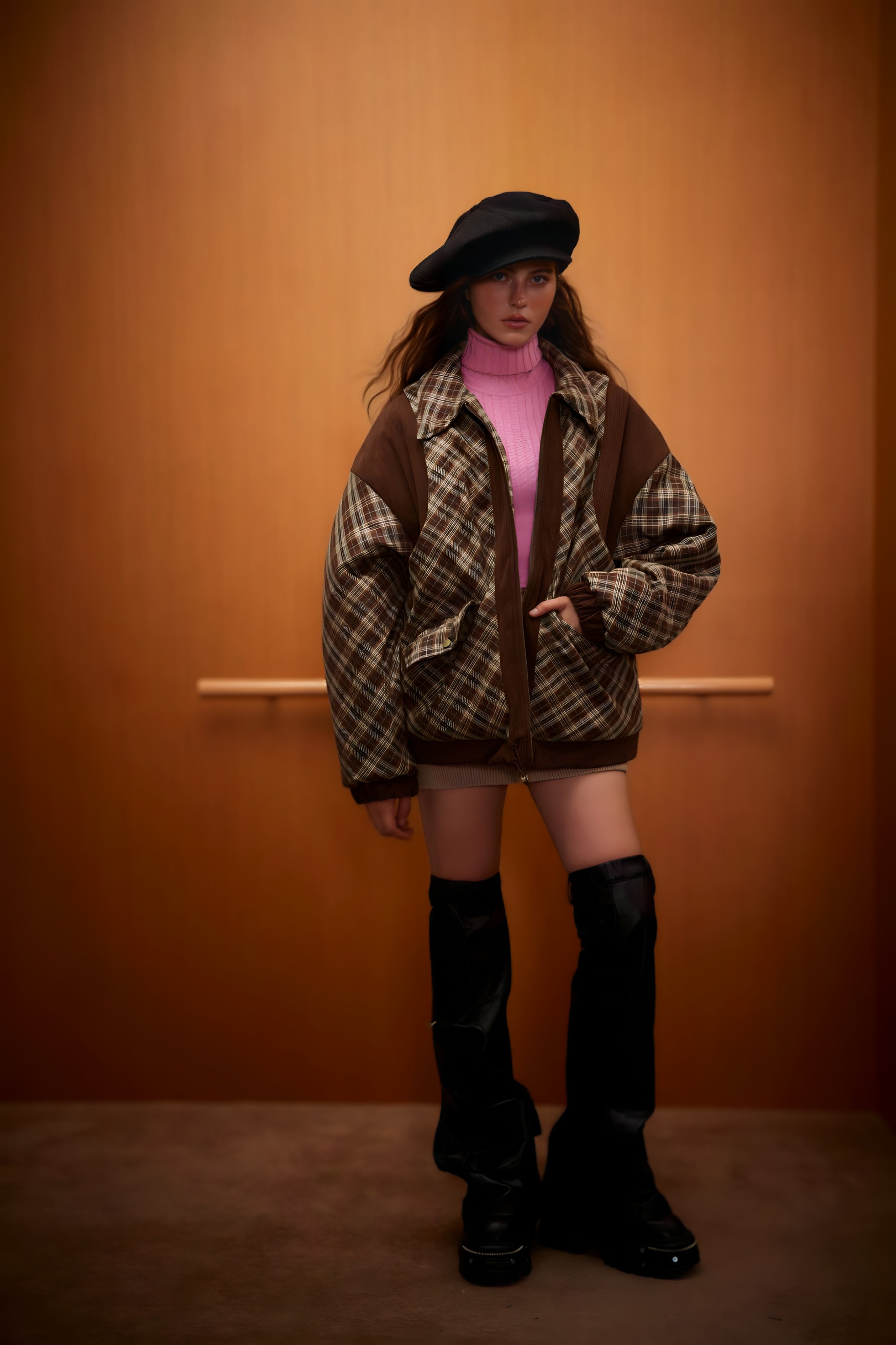 Veste Oversize Carreaux & Velours