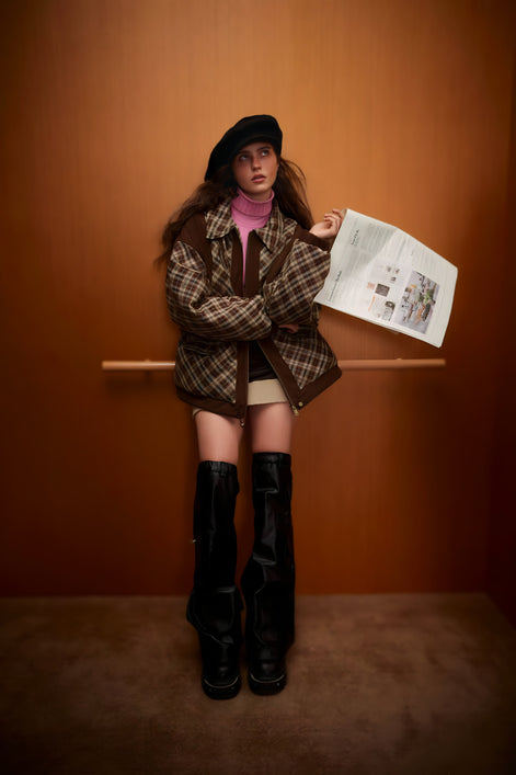 Veste Oversize Carreaux & Velours
