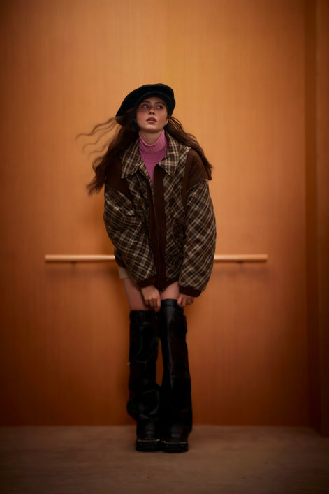 Veste Oversize Carreaux & Velours