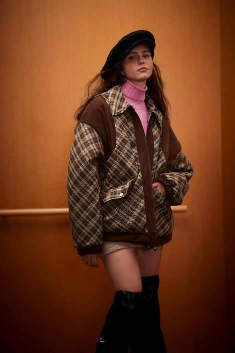 Veste Oversize Carreaux & Velours