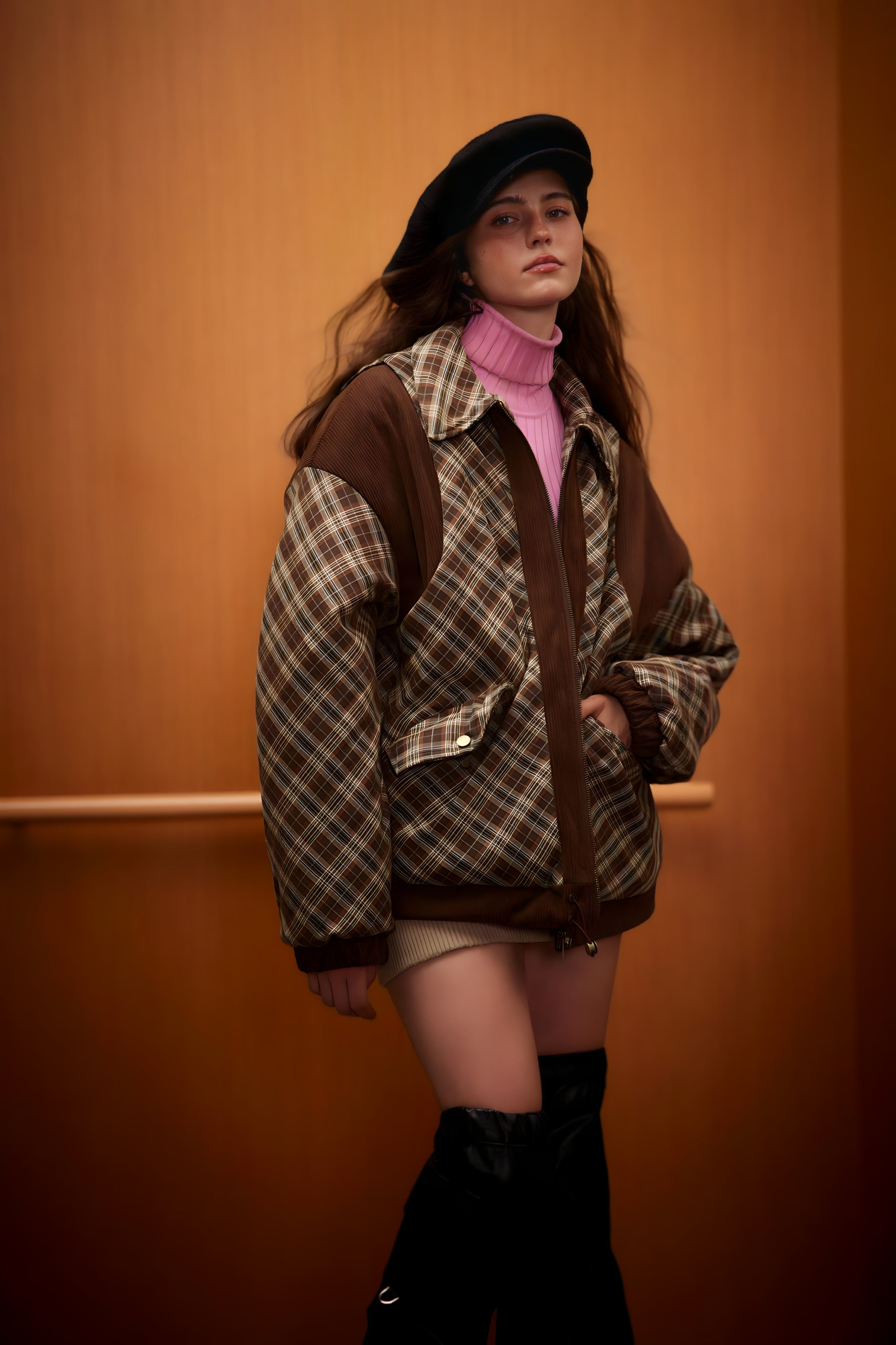 Veste Oversize Carreaux & Velours