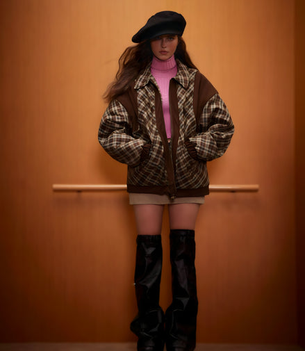 Veste Oversize Carreaux & Velours