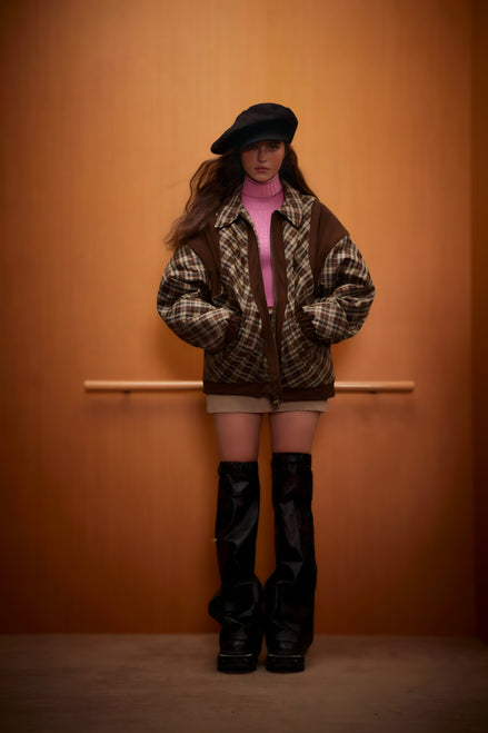 Veste Oversize Carreaux & Velours