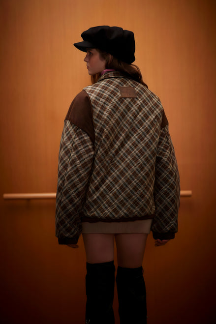 Veste Oversize Carreaux & Velours