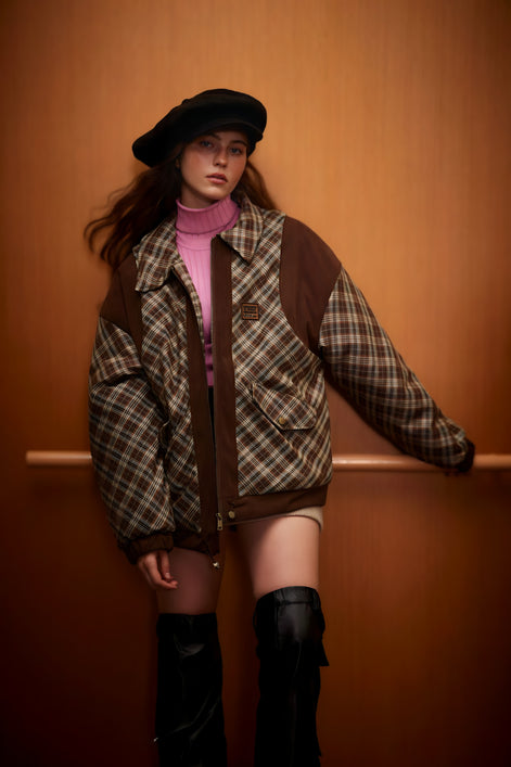 Veste Oversize Carreaux & Velours