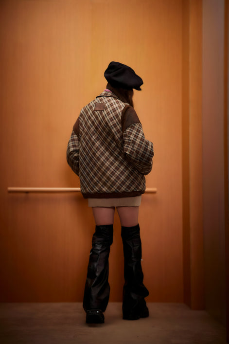 Veste Oversize Carreaux & Velours