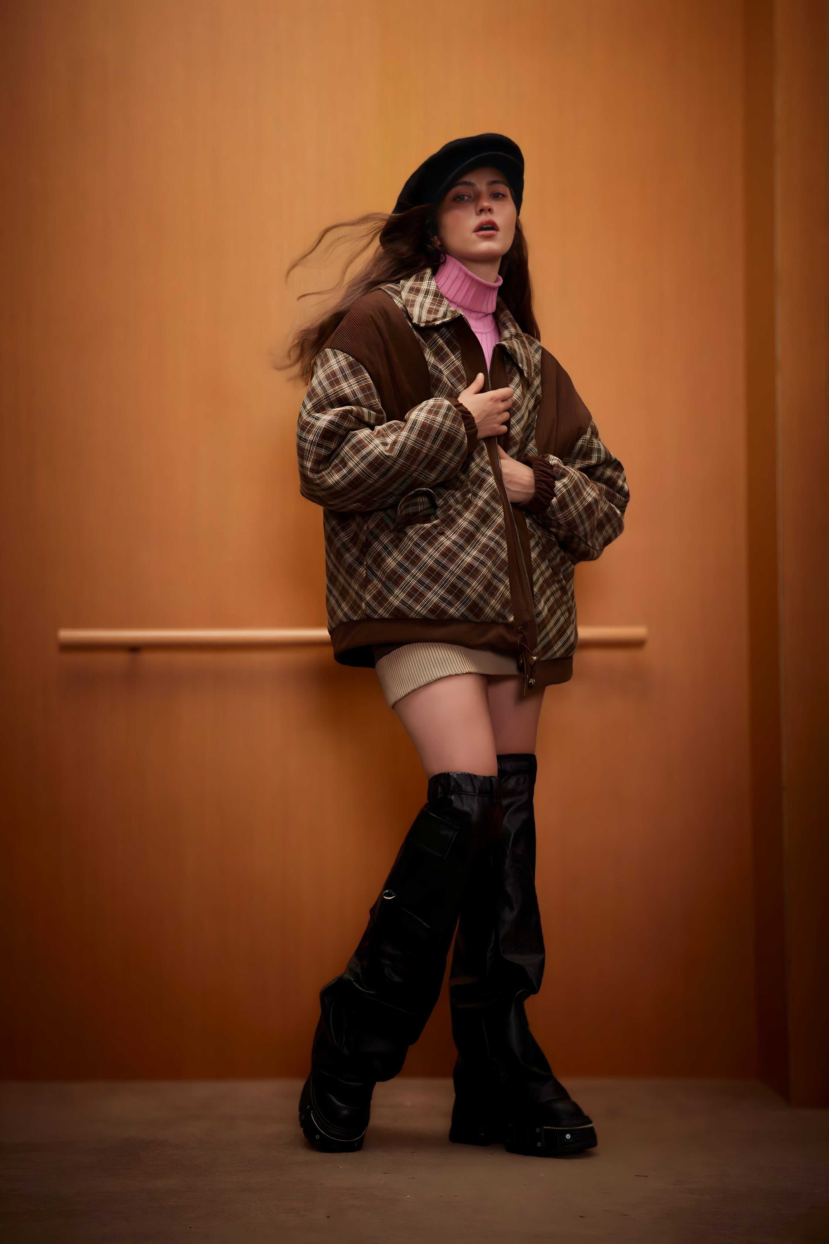 Veste Oversize Carreaux & Velours