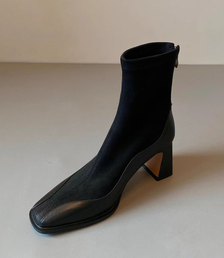 Bottines Carrées en Suède & Cuir