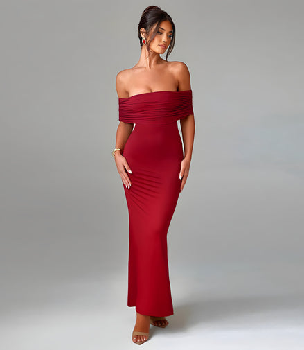 Robe Longue Épaules Dénudées Élégance Noire