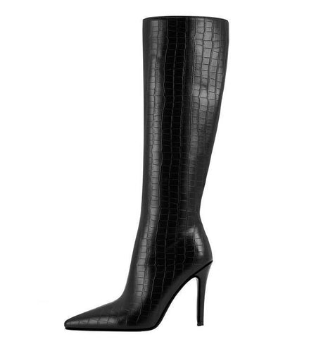 Cuissardes Noires Effet Croco
