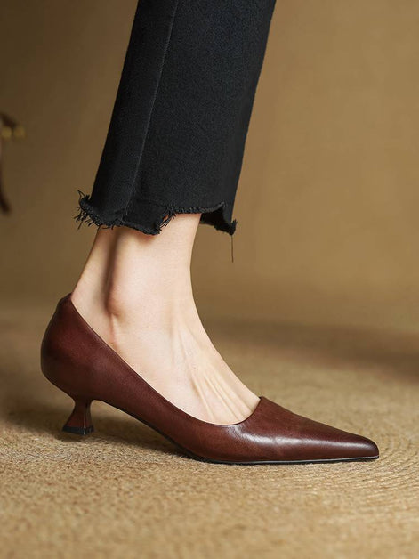 Escarpins Classiques en Cuir Véritable