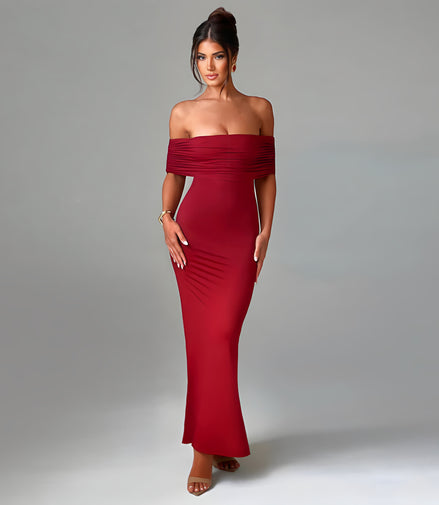 Robe Longue Épaules Dénudées Élégance Noire