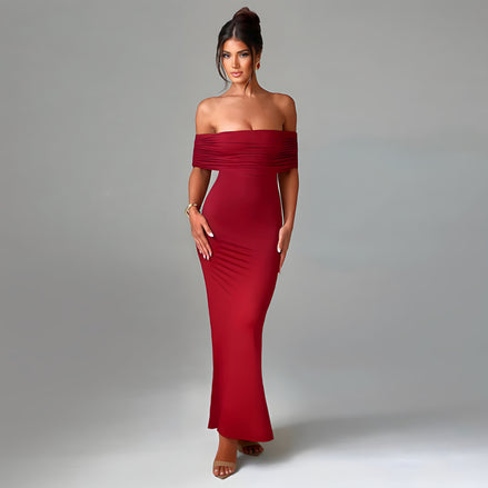 Robe Longue Épaules Dénudées Élégance Noire