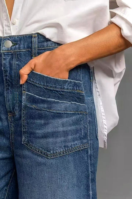 Jean Large à Poches Avant