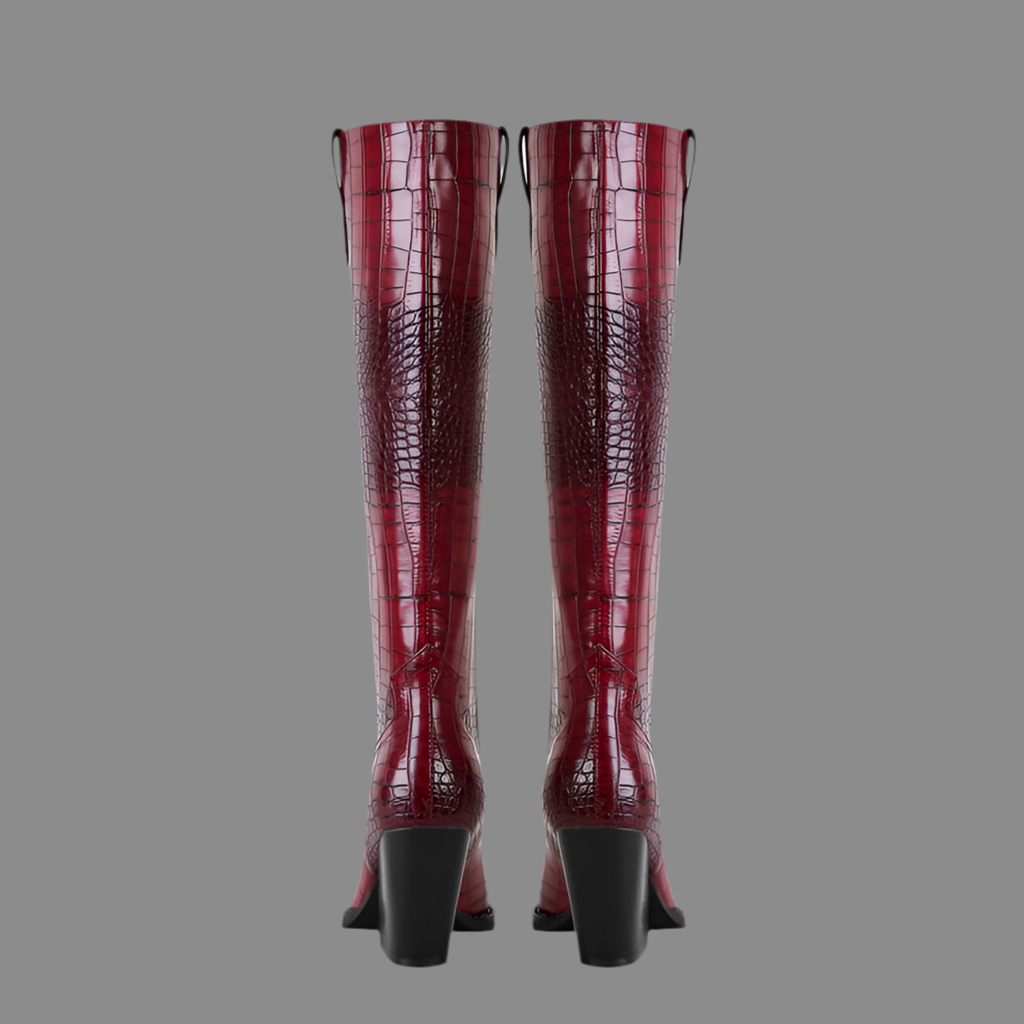 Bottes Hautes Pointues Effet Croco