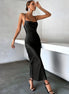 Robe Longue Satinée Noir Élégance