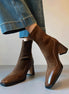 Bottines Carrées en Suède & Cuir