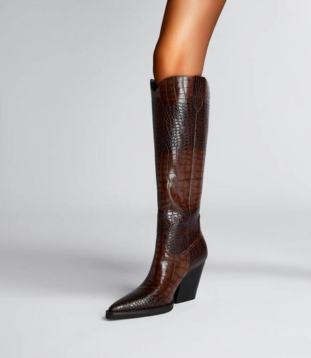 Bottes Hautes Pointues Effet Croco