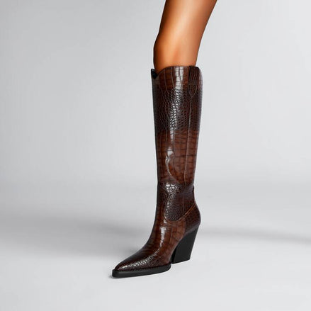 Bottes Hautes Pointues Effet Croco