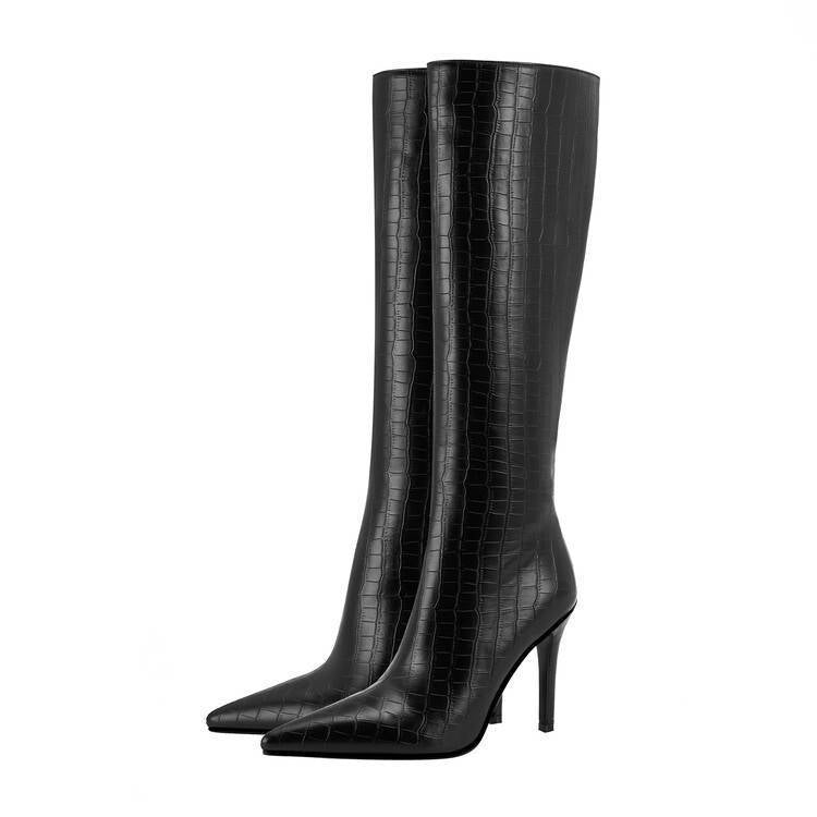 Cuissardes Noires Effet Croco
