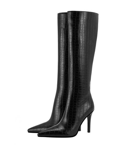 Cuissardes Noires Effet Croco