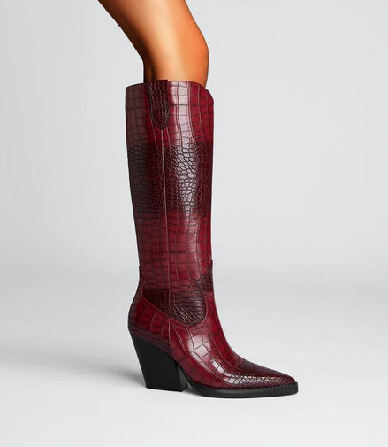Bottes Hautes Pointues Effet Croco