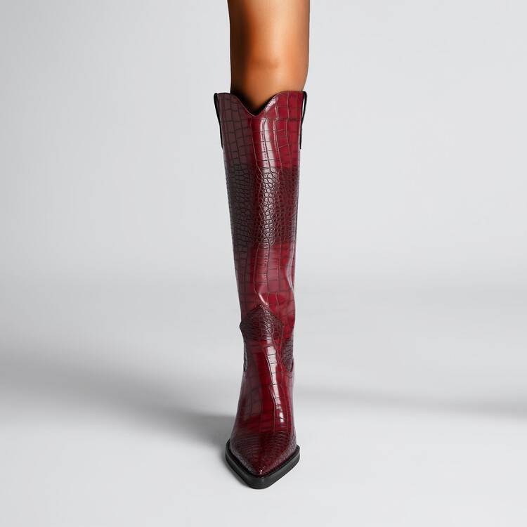 Bottes Hautes Pointues Effet Croco