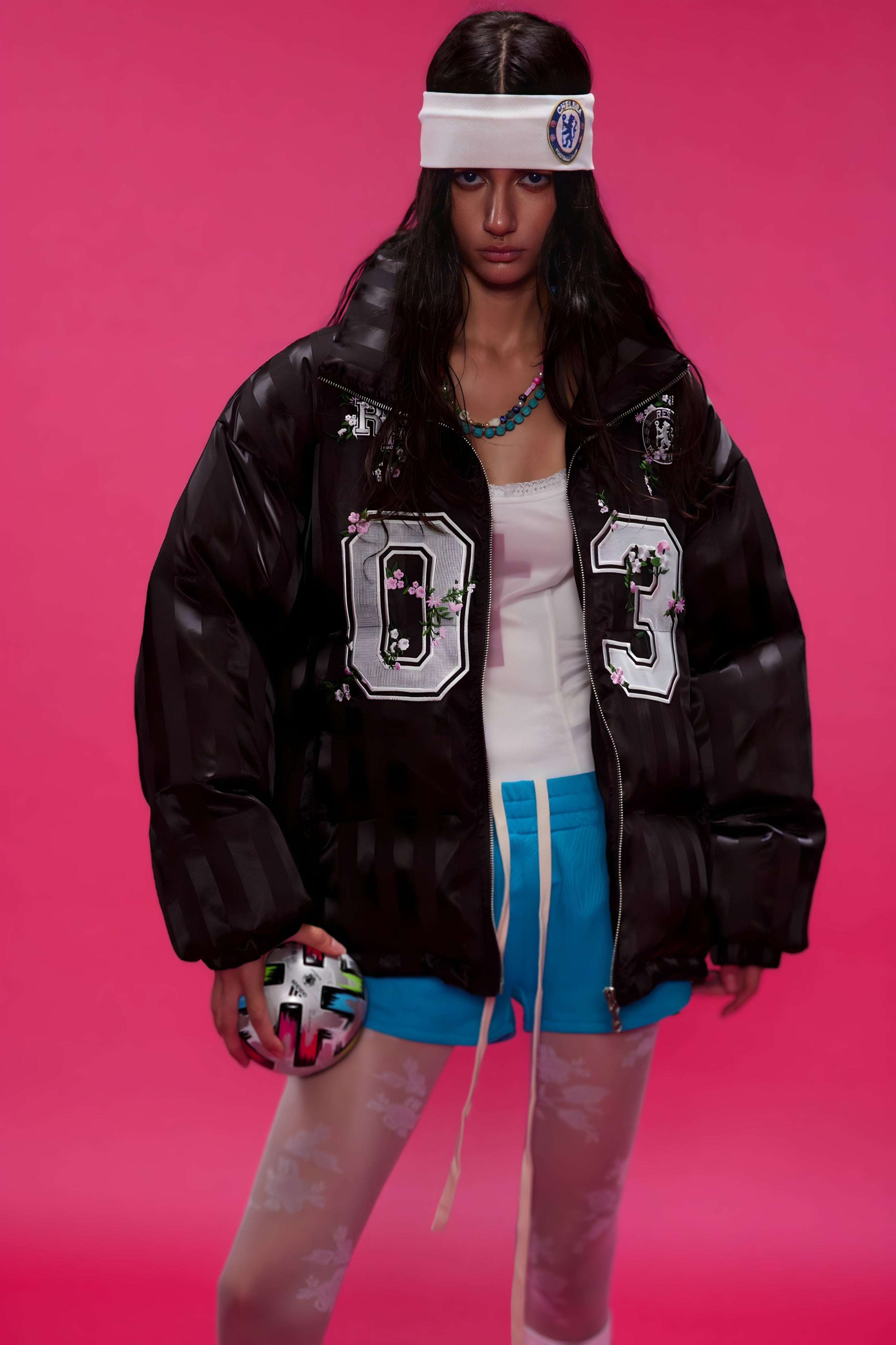Veste Bomber Satinée Brodée
