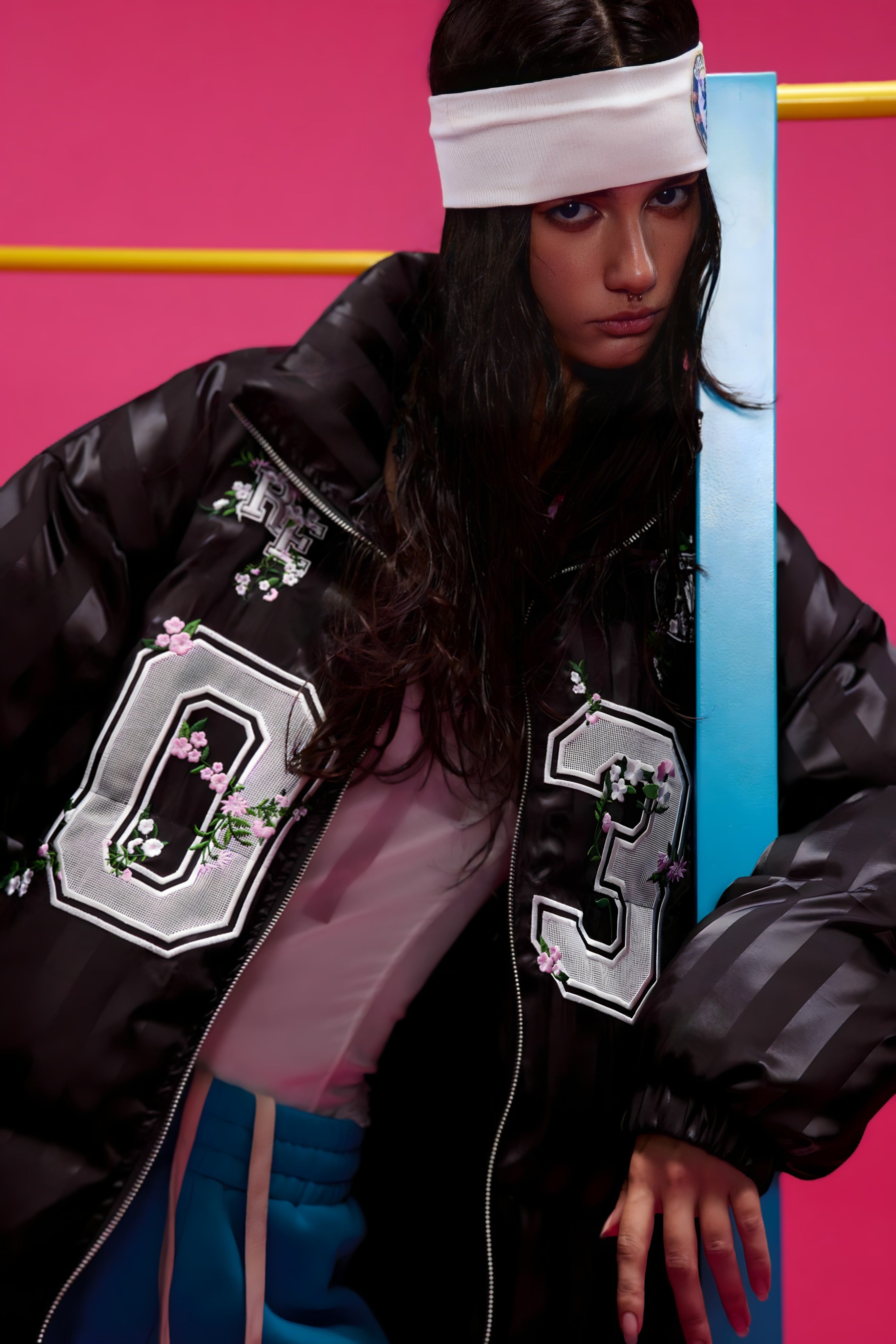 Veste Bomber Satinée Brodée