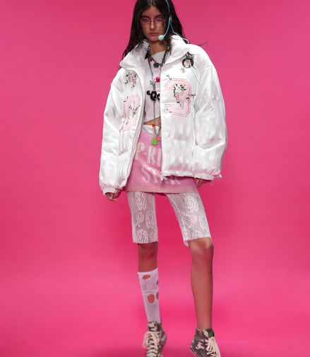 Veste Bomber Satinée Brodée