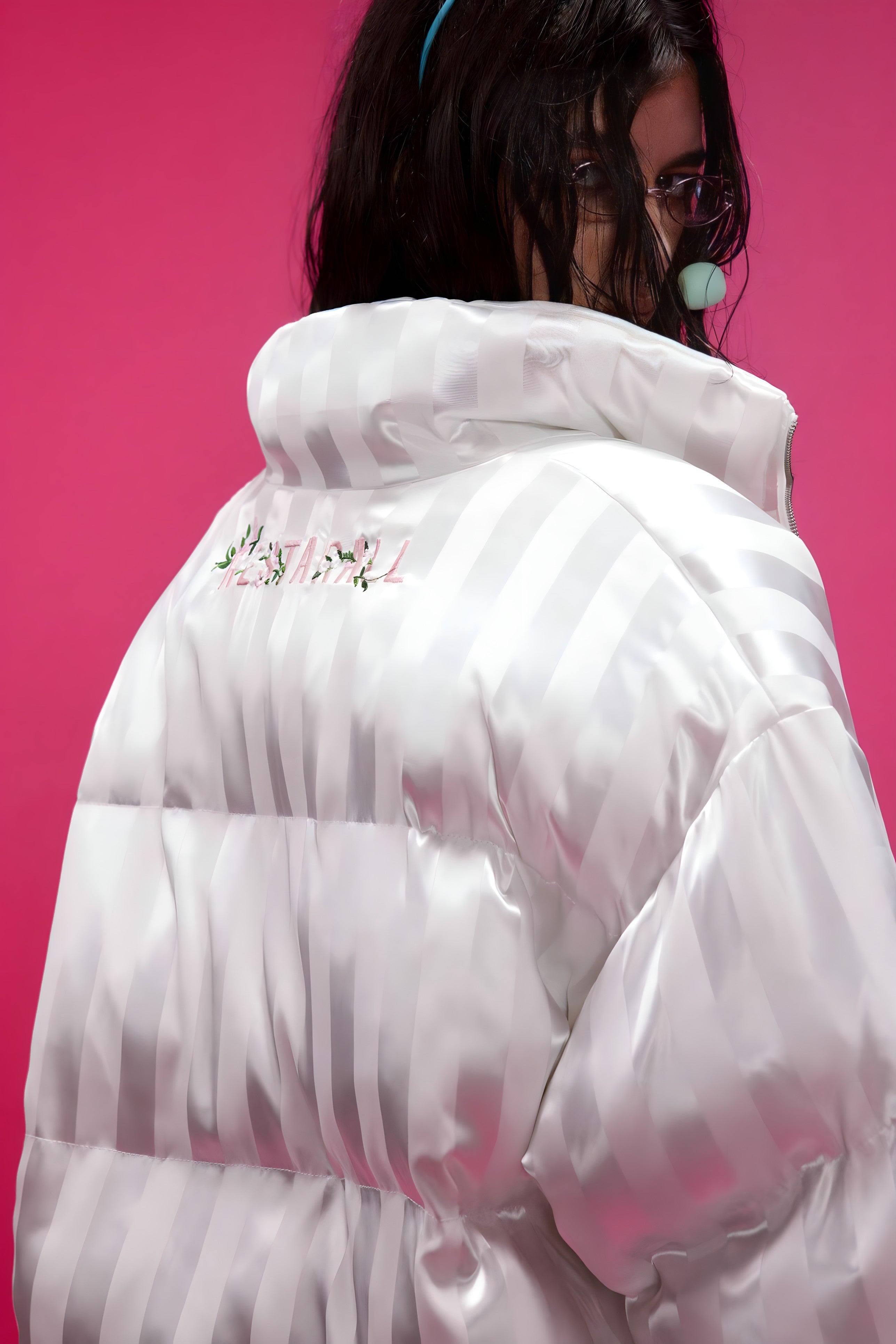 Veste Bomber Satinée Brodée