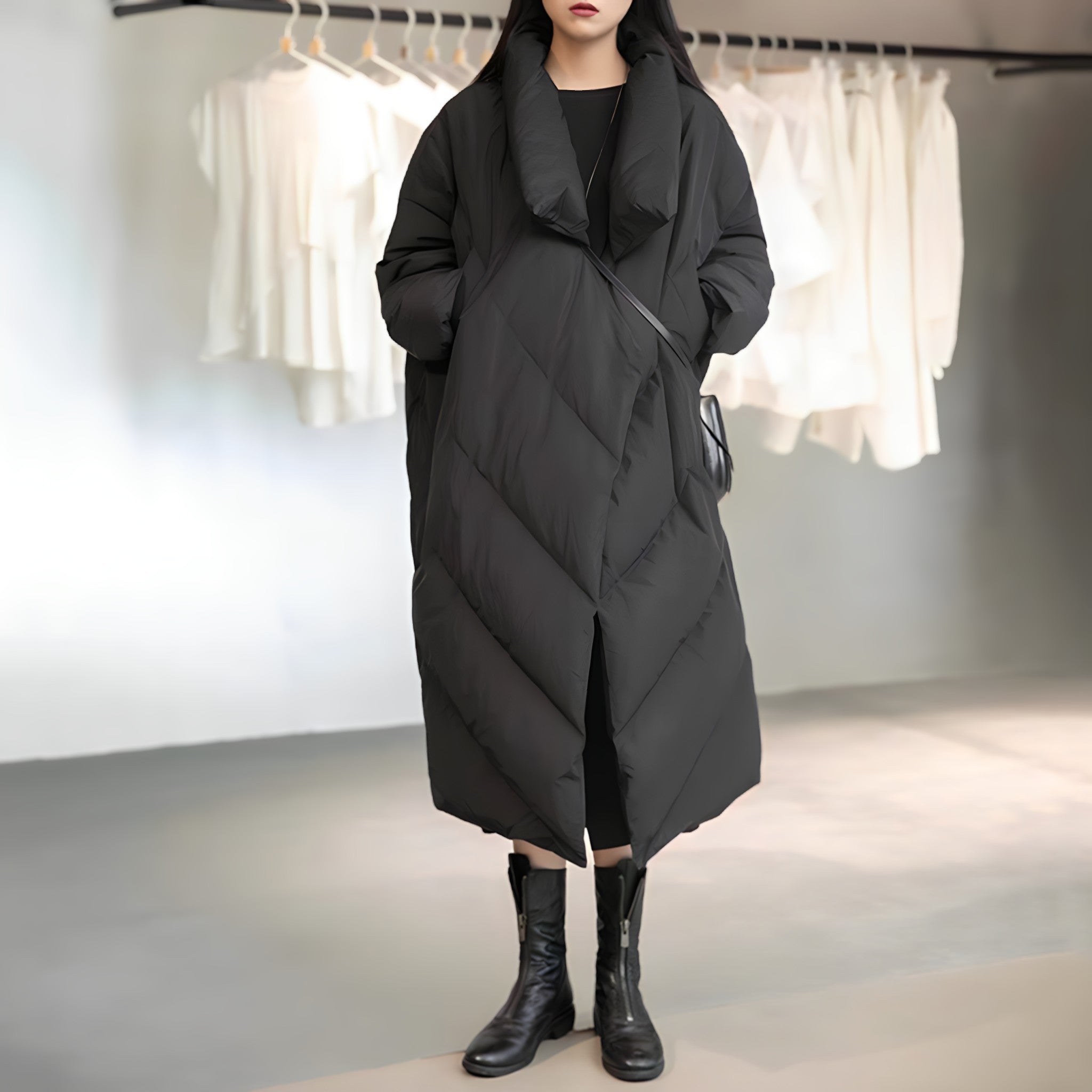 Manteau Long Oversize Matelassé