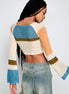 Pull Cropped Maille ajourée & Manches évasées