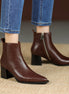Bottines Pointues en Cuir Véritable