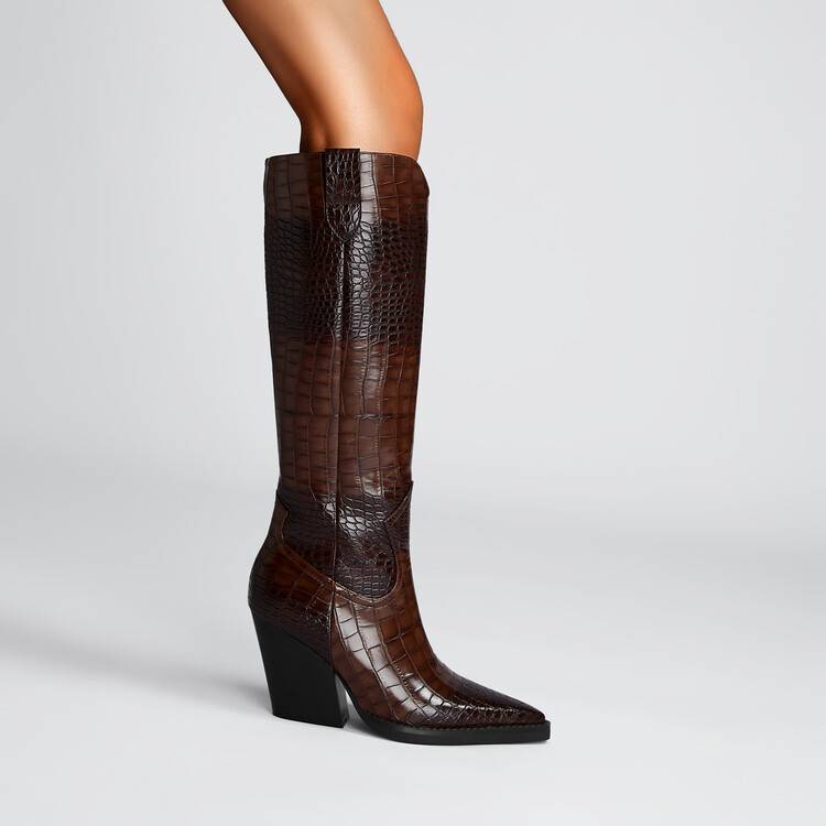 Bottes Hautes Pointues Effet Croco
