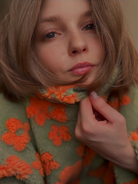 Veste Polaire Sherpa à Fleurs Oversize