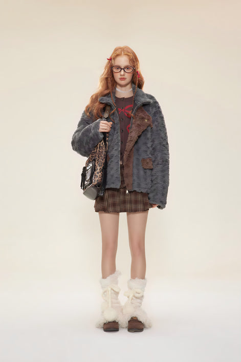 Veste Fausse Fourrure Patchwork