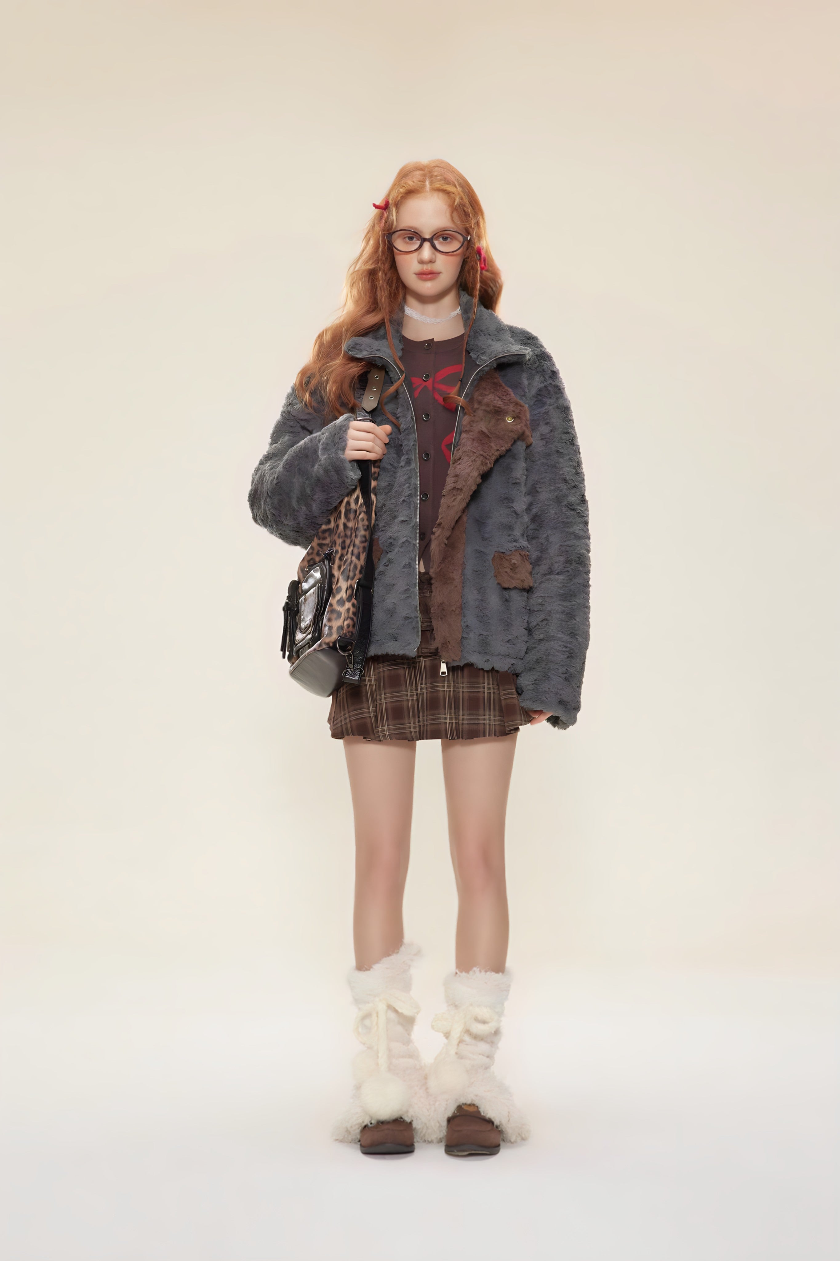 Veste Fausse Fourrure Patchwork