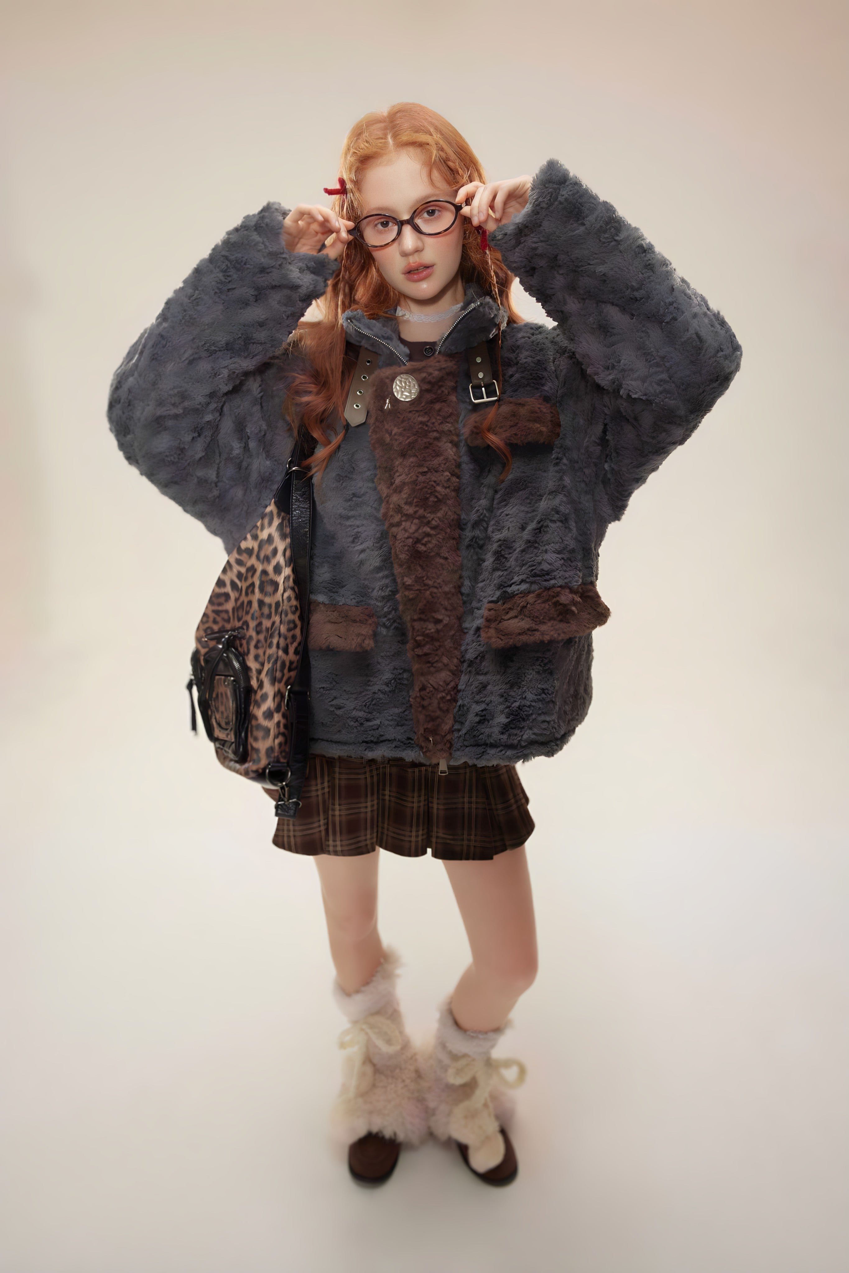 Veste Fausse Fourrure Patchwork