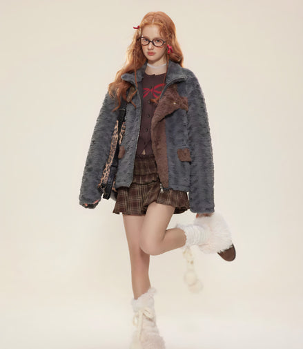 Veste Fausse Fourrure Patchwork