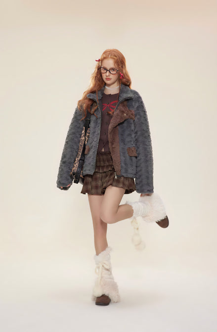 Veste Fausse Fourrure Patchwork